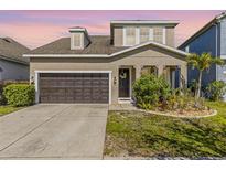 Charming two-story home featuring a well-manicured lawn and an attached two-car garage at 11421 Quiet Forest Dr, Tampa, FL 33635