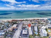 Beautiful aerial view of condo, beach and ocean, near desirable area at 9715 Harrell Ave # 22, Treasure Island, FL 33706