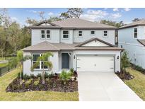 Charming two-story home with a well-manicured lawn and a two-car garage at 12614 Glenn Creek Dr, Riverview, FL 33569