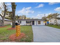 Charming home boasts a well-manicured lawn, long driveway, and eye-catching wooden mailbox at 5220 Pine St, Seffner, FL 33584