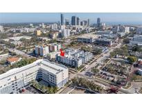 Aerial view of the modern townhome community located in a vibrant urban setting at 879 6Th S Ave, St Petersburg, FL 33701