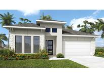 Contemporary single-story home with a clean design, black-framed windows, and attached two-car garage at 3707 109Th Street East, Palmetto, FL 34221
