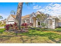 Charming single-story home with well-manicured lawn and mature landscaping at 726 Hidden Lake Dr, Tarpon Springs, FL 34689