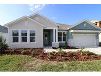 Charming single-story home featuring a manicured lawn, craftsman details, and a welcoming two-car garage at 31430 Hayman Loop, Wesley Chapel, FL 33545