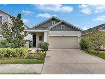 Charming single-Gathering home with a well-maintained lawn, landscaping, and a two-car garage at 5647 Del Coronado Dr, Apollo Beach, FL 33572