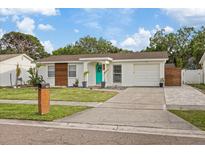 Charming home featuring a vibrant teal door and a well-maintained front lawn, perfect curb appeal at 6339 S Lansdale Cir, Tampa, FL 33616