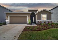 Charming single-Gathering home featuring a well-manicured lawn and a two-car garage at 1409 Tropical Oasis Ave, Plant City, FL 33565