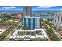 Stunning aerial view of a condo building with city and water views at 105 4Th Ne Ave # 501, St Petersburg, FL 33701