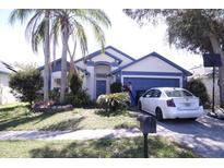 Charming single-Gathering home with a well-maintained lawn, palm tree, and a two-car garage at 11019 Connacht Way, Tampa, FL 33610