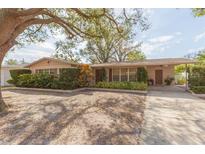 Charming single-story home featuring a well-manicured lawn and mature trees providing ample shade at 4517 S Renellie Dr, Tampa, FL 33611