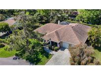 Expansive single-story home showcases a brick driveway, lush landscaping, and a charming front porch at 12010 Hardaman Pl, Tampa, FL 33618