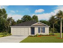 Charming single-story home features a two-car garage and well-manicured lawn at 3057 Pink Gerbera Sq, Plant City, FL 33566