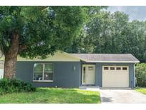 Charming single-story home featuring a well-maintained lawn, mature trees, and an attached garage at 3184 Cypress Green Dr, Palm Harbor, FL 34684