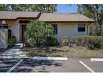 Charming home exterior with a well-maintained lawn and palm tree in a sunny neighborhood at 4031 Bluff Oak Ct, Palm Harbor, FL 34684