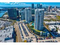 Stunning aerial view of luxury high-rise condos with downtown city skyline and nearby parking at 449 S 12Th St # 1705, Tampa, FL 33602