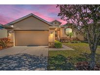 Charming single-story home with a well-manicured lawn and a two-car garage at 1010 Blue Heron Way, Tarpon Springs, FL 34689