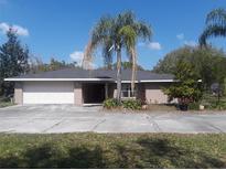 Charming single-story home featuring a large front yard with lush landscaping and a two-car garage at 11716 Cr 672 Hwy, Riverview, FL 33579