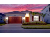 Beautiful single-story home featuring a well-manicured lawn and neutral colored stucco exterior at 32768 Tree Of Life Ave, Wesley Chapel, FL 33543