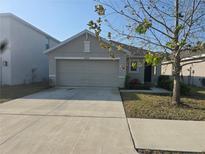 Charming single-Gathering home featuring a two-car garage and well-maintained front yard at 36562 Silver Maize Dr, Dade City, FL 33525