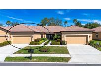 Charming single-story home with well-manicured lawn, mature landscaping and a tile roof at 221 Shell Falls Dr, Apollo Beach, FL 33572