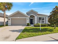 Charming single Gathering home featuring a well-manicured lawn and attached two car garage at 7326 Blue Beech Dr, Riverview, FL 33578