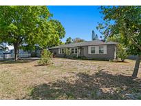 Charming single-story home featuring a well-maintained lawn and mature trees, under a clear blue sky at 3822 W Euclid Ave, Tampa, FL 33629