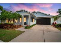 Charming single-Gathering home with a screened garage, tropical landscaping and a cozy porch at 513 Manns Harbor Dr, Apollo Beach, FL 33572