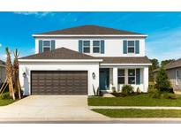 Charming two-story home featuring a two-car garage and manicured front lawn at 2039 Longliner Loop, Wesley Chapel, FL 33543