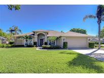 Charming single-story home with a well-manicured lawn, mature landscaping, and a spacious two-car garage at 4904 Breyer Wood Ct, Valrico, FL 33596