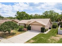 Charming single-story home with a two-car garage, a well-manicured lawn, and mature landscaping at 3388 Tarpon Woods Blvd, Palm Harbor, FL 34685