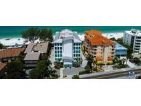 A high angle view of the condo community that sits directly on the beach at 19816 Gulf Boulevard # 201, Indian Shores, FL 33785