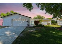 Charming single-story home with a well-manicured lawn and a bright blue front door at 706 Caliente Dr, Brandon, FL 33511