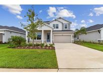 Charming two-story home featuring a well-manicured lawn and attached two-car garage, perfect for suburban living at 11884 Richmond Trl, Parrish, FL 34219