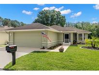 Charming one-story home with well-manicured lawn, neutral paint, and attached two-car garage at 29250 Princeville Dr, San Antonio, FL 33576