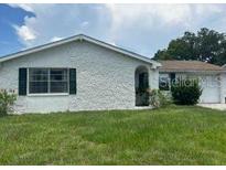 Charming single-story home featuring a textured facade, complemented by well-maintained landscaping at 9800 Pocono St, Port Richey, FL 34668