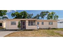 Charming single-story home with a screened porch and well-maintained landscaping and beige exterior at 6414 Larmon St, Tampa, FL 33634