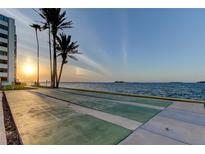 Waterfront shuffleboard court offers a relaxing amenity with stunning water views at 300 Woodette Dr # 402B, Dunedin, FL 34698