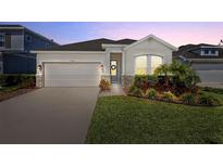 Charming single-Gathering home featuring manicured lawn, two-car garage, and welcoming front porch at 15429 Caravan Ave, Odessa, FL 33556