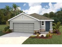 Charming single story home featuring a two car garage, stone accents, neutral paint, and tropical landscaping at 10567 Dusty Boot Rd, Land O Lakes, FL 34638