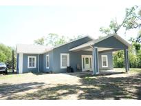Charming single-story home featuring a covered carport and neutral blue-gray paint scheme at 7040 Lumberton Rd, Zephyrhills, FL 33540