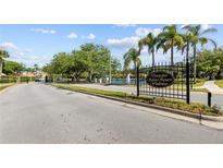 View of the Devonshire neighborhood entrance, showcasing manicured landscaping and a decorative fountain at 5482 Salem Square N Dr, Palm Harbor, FL 34685