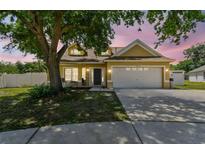 Charming home with a two-car garage and a well-maintained front yard shaded by a mature tree at 24231 Satinwood Ct, Lutz, FL 33559