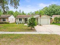 Charming single-story home featuring a well-maintained lawn and a one-car garage in a desirable neighborhood at 16116 Manorwood Cir, Tampa, FL 33624