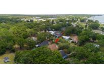 An aerial view of a charming community with lush greenery and waterfront access at 209 Arlington E Ave, Oldsmar, FL 34677