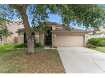 Charming single-story home with a two-car garage and well-maintained landscaping at 24405 Summer Wind Ct, Lutz, FL 33559