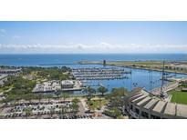 Beautiful aerial view of the marina and waterfront with the ocean in the background on a bright sunny day at 175 1St S St # 2005, St Petersburg, FL 33701