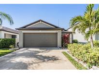 Single-Gathering home with a spacious two-car garage and a well-manicured lawn at 11426 Sage Canyon Dr, Riverview, FL 33578