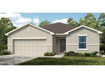 Charming single-story home with a two-car garage, neutral tones, and well-maintained landscaping at 13434 Tropical Breeze Way, Hudson, FL 34669