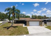 Charming single story home with a mature palm tree and a two car garage at 11797 David Ct, Largo, FL 33778