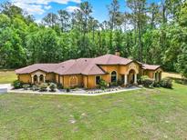 Charming one-story home with a sprawling lawn and lush landscaping at 24498 Casey Rd, Brooksville, FL 34601